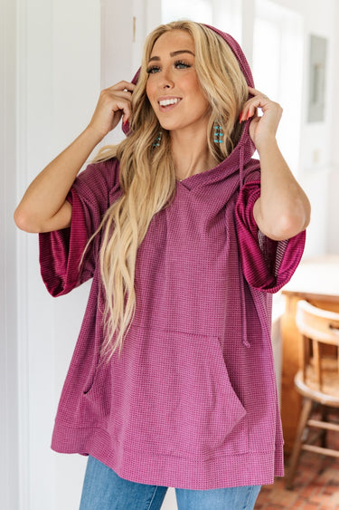 TOP *MISSY* OVERSIZED WAFFLE HOODIE