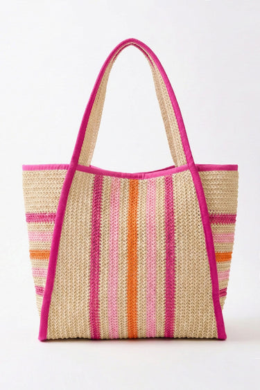 TOTE MULTI COLOR STRIPE HOT PINK