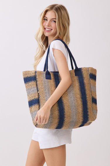 TOTE MULTI COLOR STRIPE NAVY