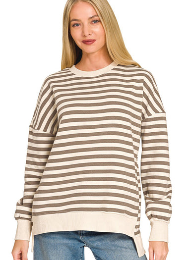 SWEATSHIRT *MISSY* YARD STRIPE HI-LOW 4 COLORS