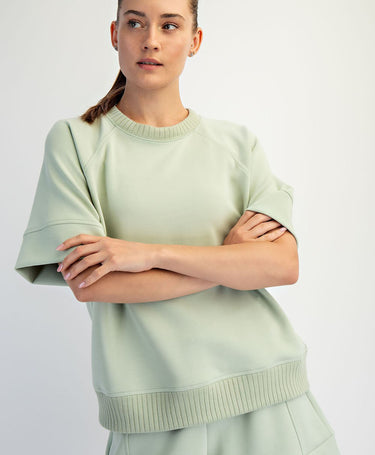 TOP MODAL POLY RIB SHORT SLEEVE