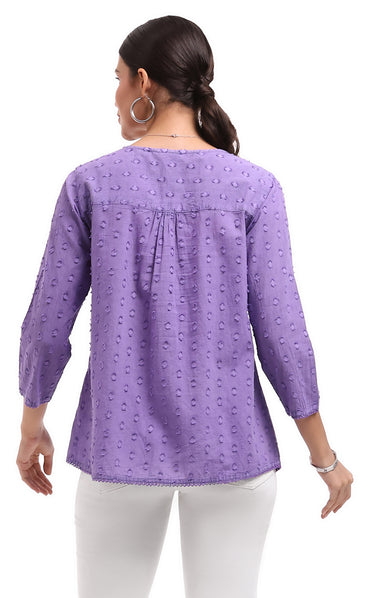 TOP *PLUS* PURPLE CARLENE SLD EMB TEXT