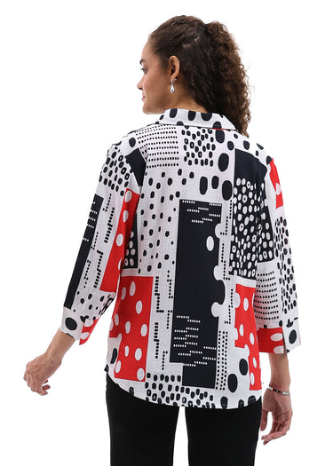 SHIRT *MISSY* MULTI MARGO ASSORTED DOTS 3/4 SLEEVE