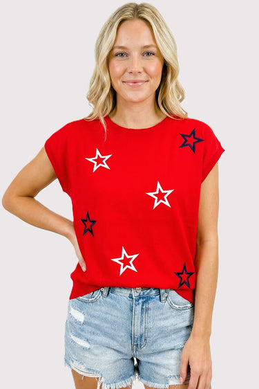 TOP MISSY STAR EMBROIDERED SHORT SLEEVE