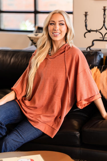 TOP *MISSY* OVERSIZED WAFFLE HOODIE