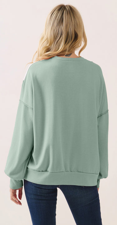 TOP *MISSY* SAGE CHECKER PRINT DROP SHLDR