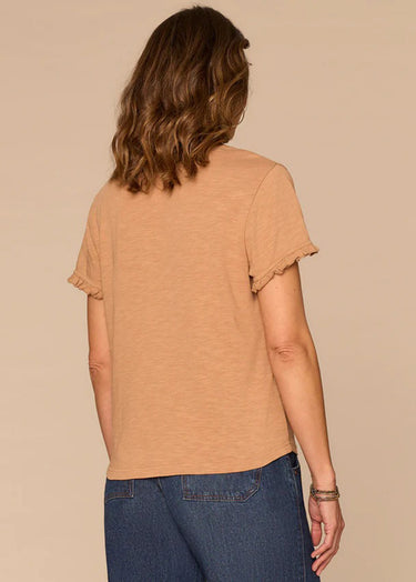 TOP *PETITE* SANCASTLE SHORT SLEEVE EMBROIDERED KNIT