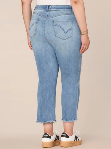 "Ab"solution Plus Size Cascading "D" Back Pocket Slim Straight Jean