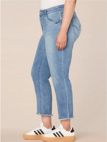 "Ab"solution Plus Size Cascading "D" Back Pocket Slim Straight Jean