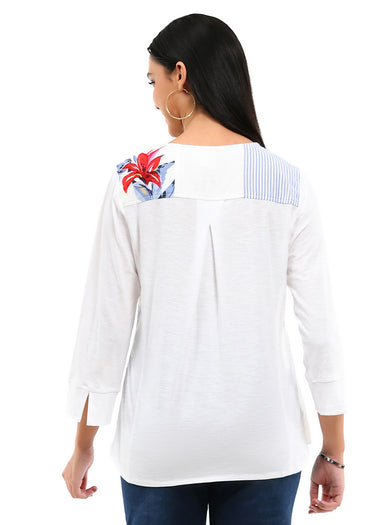TOP *MISSY* MULTI REESE PATCHWORK 3/4