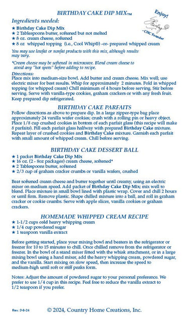 BIRTHDAY CAKE DIP MIX
