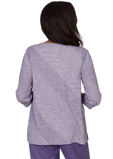 TOP *PETITE* AMETHYST EMBROIDERED RIB