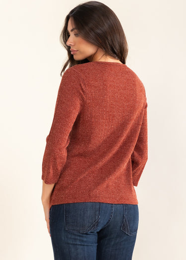 TOP *MISSY* RUST ASYMMETRICAL GOLD BUTTON