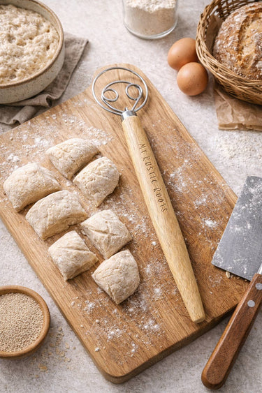 DANISH DOUGH WHISK WITH WOOD HANDLE