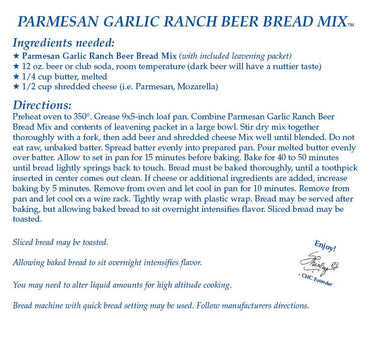 PARMESAN GARLIC RANCH BEER BREAD MIX