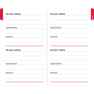 POCKET INTERNET ADDRESS PASSWORD LOGBOOK