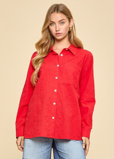 TOP *MISSY* EMBROIDERED BUTTON DOWN